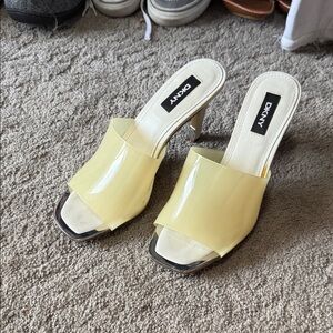 DKNY Women's Yellow Heeled Mules